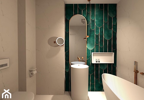 Projekt Tapeta. - Średnia bez okna łazienka, styl nowoczesny - zdjęcie od Wabud Sp z o.o.