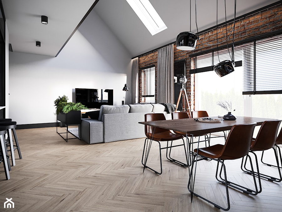 Męski loft - Salon, styl industrialny - zdjęcie od we make