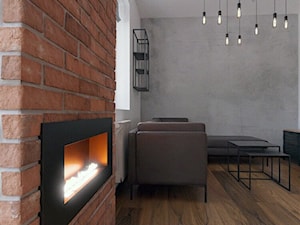 Salon w stylu industrialnym / loftowym z kominkiem - zdjęcie od Holi Home