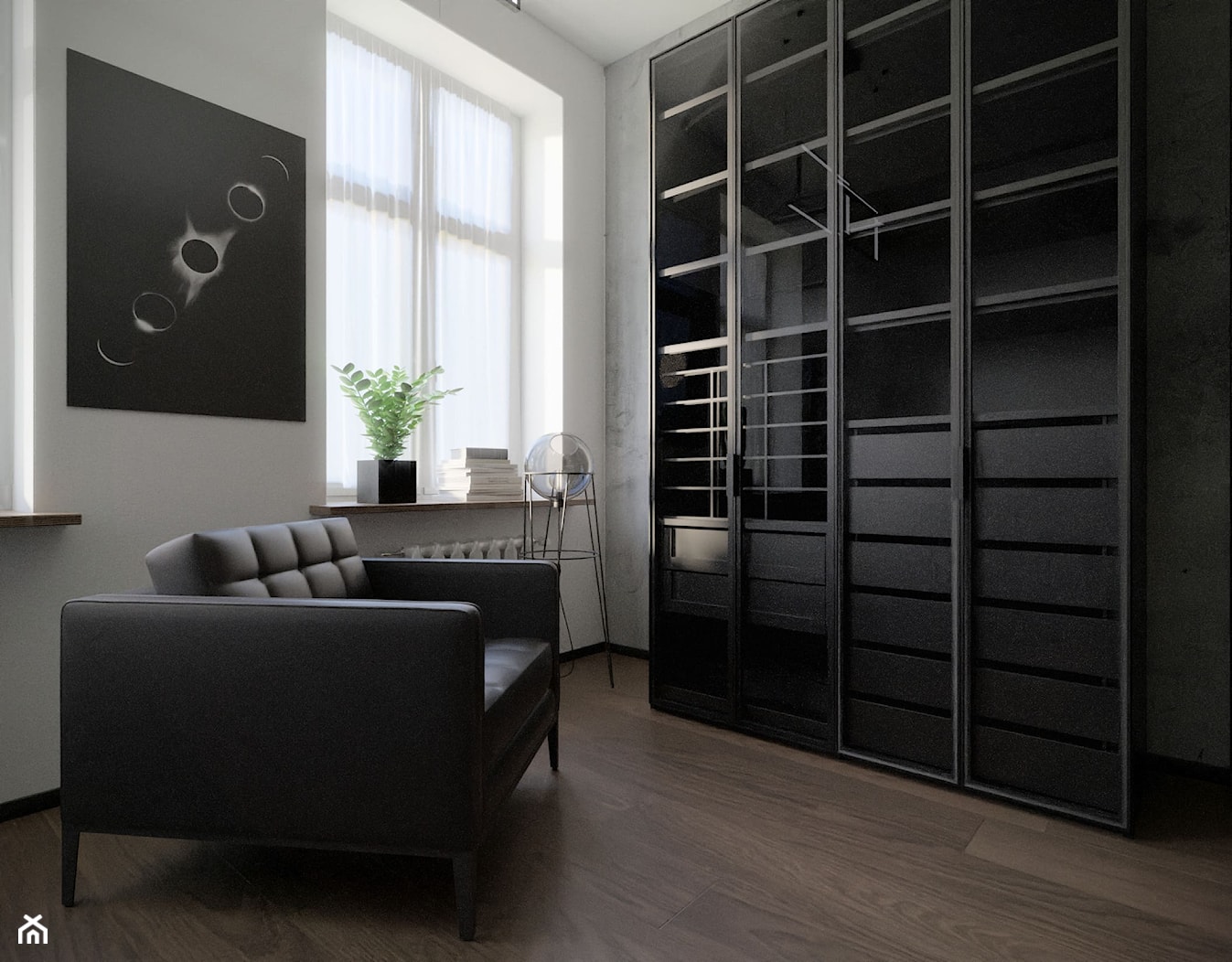 Biuro z metalowymi drzwiami w stylu loft/ industrial - zdjęcie od Holi Home - Homebook