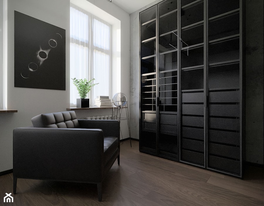 Biuro z metalowymi drzwiami w stylu loft/ industrial - zdjęcie od Holi Home