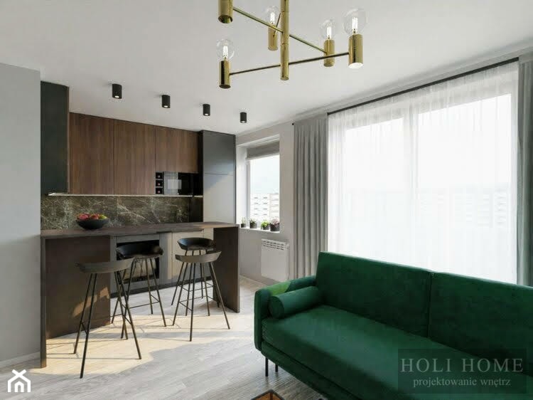 Sypialnia - butelkowa zieleń i industrialne elementy - zdjęcie od Holi Home