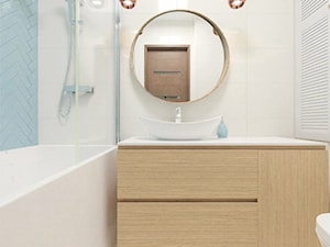 Mała łazienka - pastele i drewno - zdjęcie od Holi Home