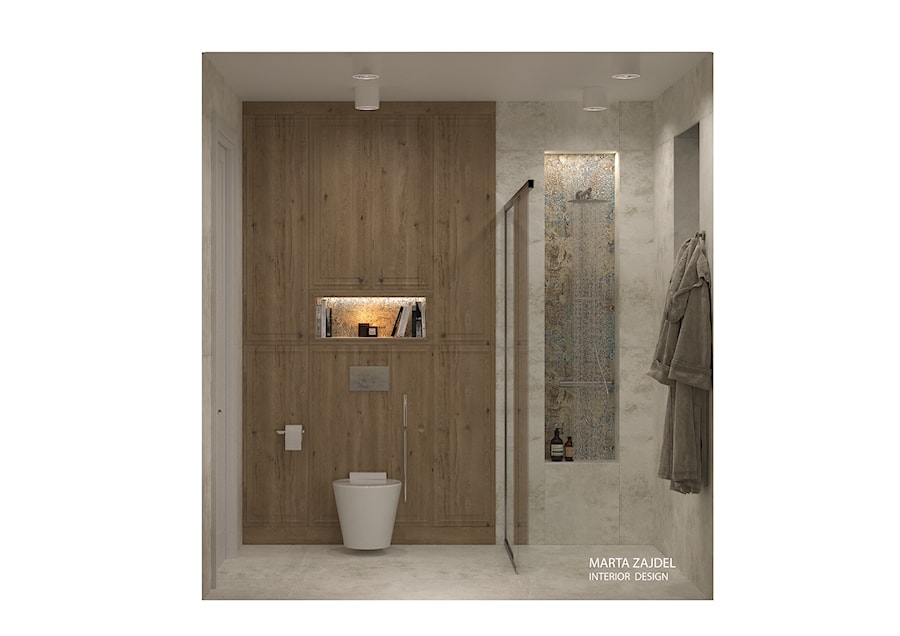 Łazienka z drewniana zabudową - zdjęcie od Marta Zajdel Interior Design