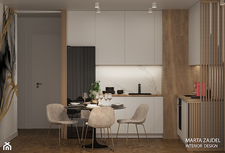 Biało drewniany aneks kuchenny - zdjęcie od Marta Zajdel Interior Design