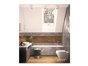 Łazienka szary taupe i drewno - zdjęcie od Marta Zajdel Interior Design