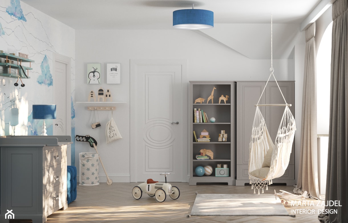 pokój dziecka z tapetą z balonami chmurkami - zdjęcie od Marta Zajdel Interior Design - Homebook