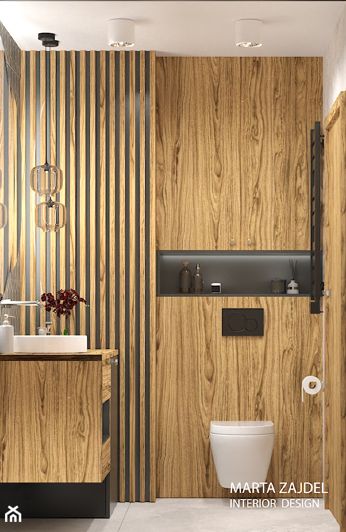 Lamelki w łazience - zdjęcie od Marta Zajdel Interior Design - Homebook