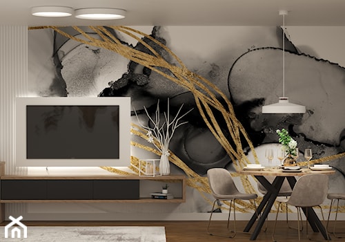 Salon z wyrazistą tapetą - zdjęcie od Marta Zajdel Interior Design