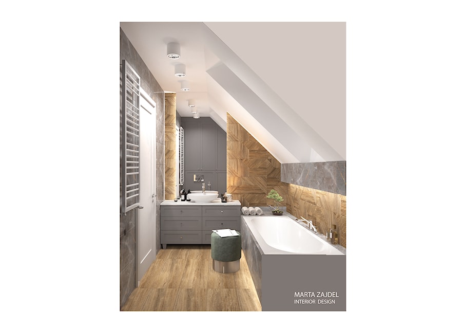 Łazienka szary taupe i drewno - zdjęcie od Marta Zajdel Interior Design