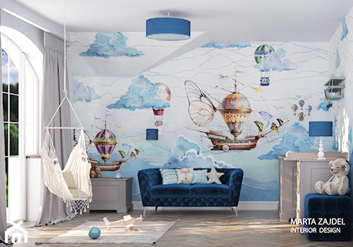 pokój dziecka z tapetą z balonami chmurkami - zdjęcie od Marta Zajdel Interior Design