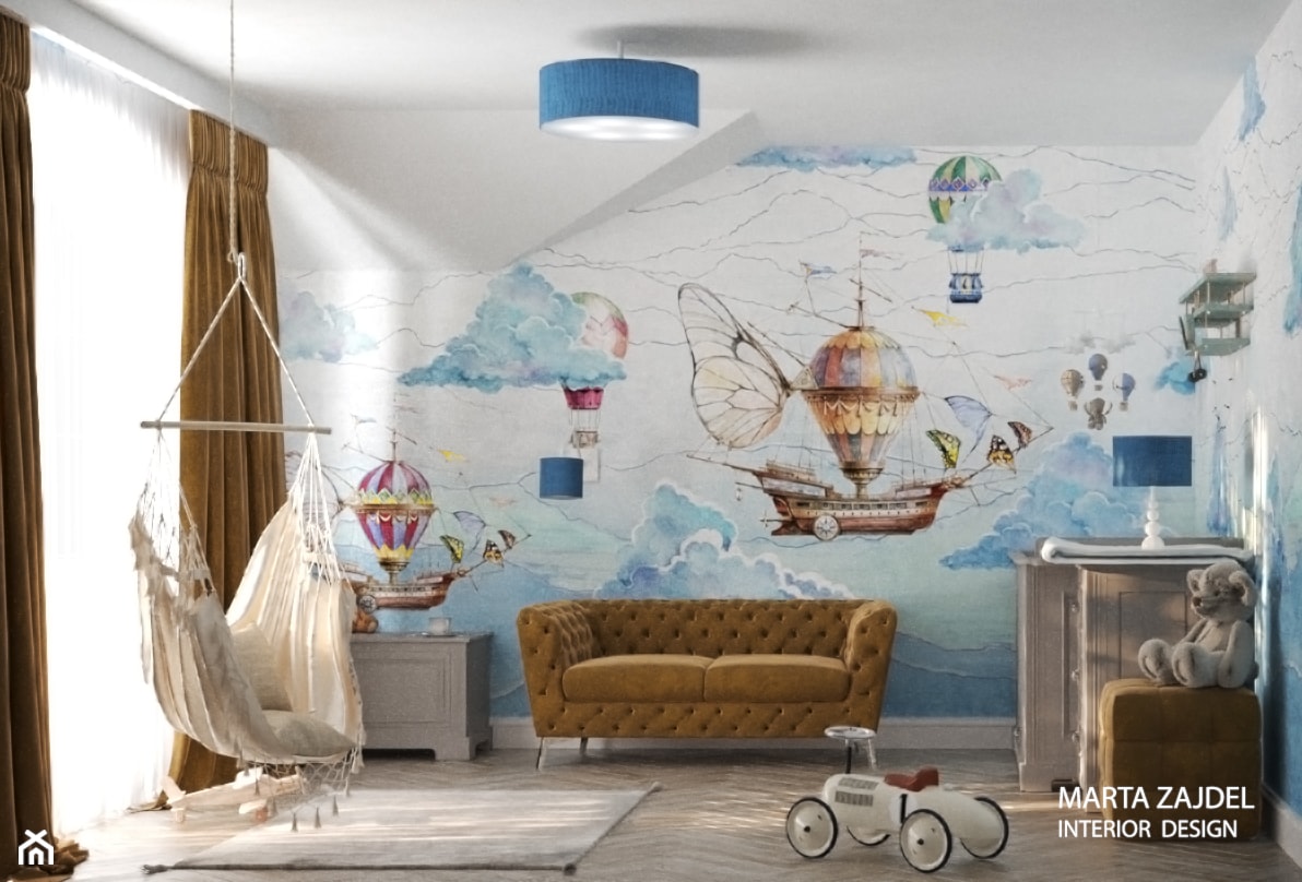 Pokój dziecka tapetą w chmurki alternatywa - zdjęcie od Marta Zajdel Interior Design - Homebook
