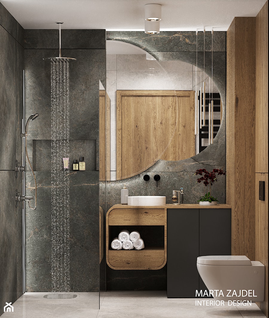 Łazienka z okrągłymi lustrami - zdjęcie od Marta Zajdel Interior Design