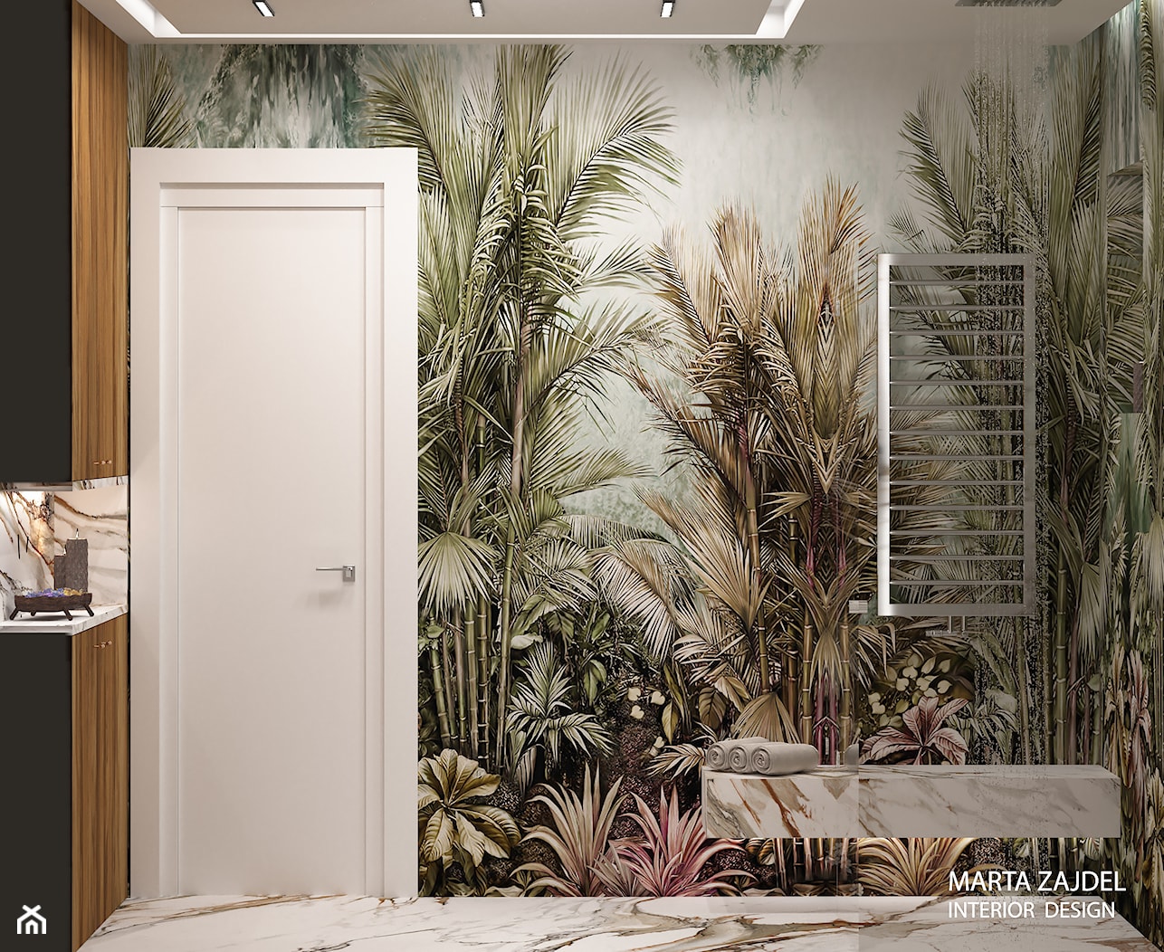 tapeta pod prysznicem - zdjęcie od Marta Zajdel Interior Design - Homebook