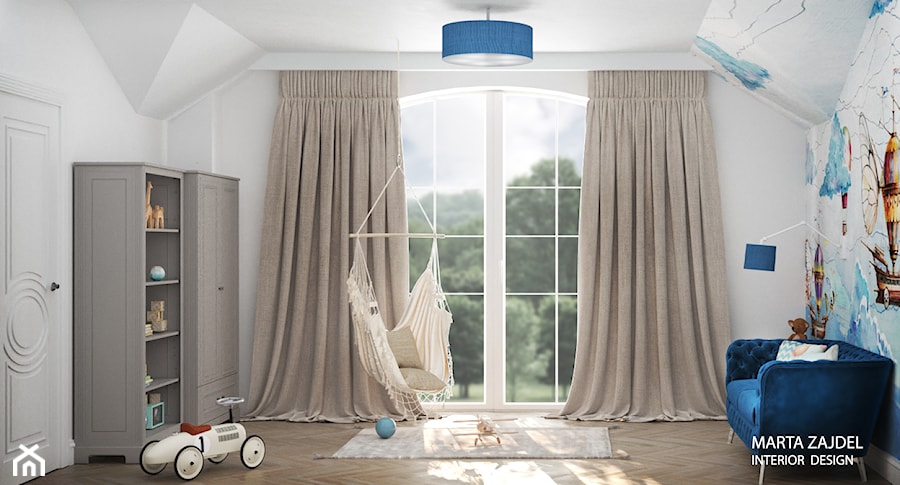 pokój dziecka z tapetą z balonami chmurkami - zdjęcie od Marta Zajdel Interior Design