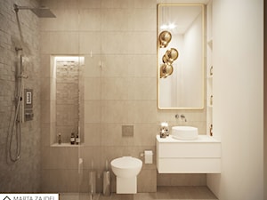Piaskowa łazienka złote lampy - zdjęcie od Marta Zajdel Interior Design