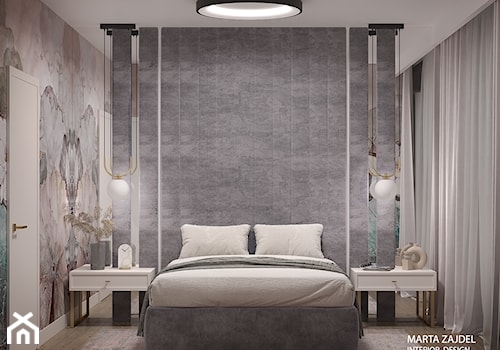 sypialnia z wysokim wegłowiem - zdjęcie od Marta Zajdel Interior Design