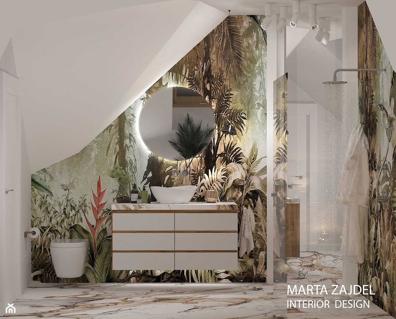 Łazienka ze skosami - zdjęcie od Marta Zajdel Interior Design - Homebook