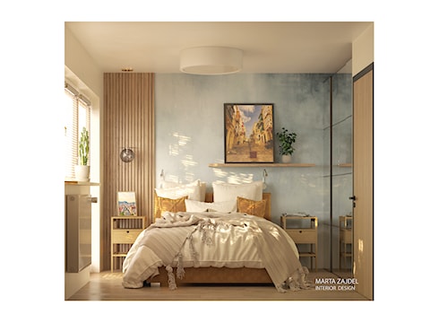 Niewielka sypialnia z lamelkami - zdjęcie od Marta Zajdel Interior Design