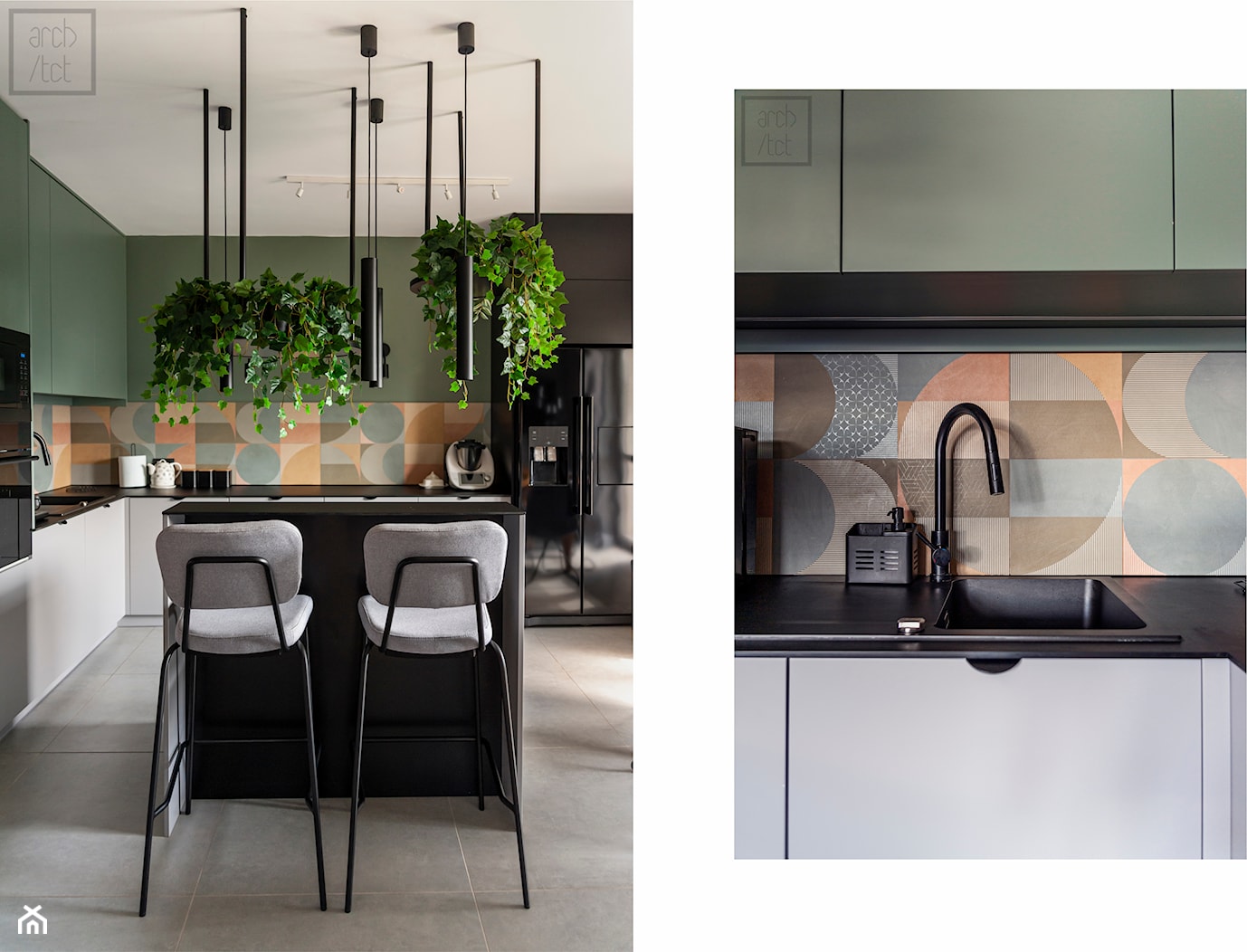Kuchnia i salon pełne zieleni - Kuchnia, styl nowoczesny - zdjęcie od Pracownia Projektowa Arch/tecture - Homebook