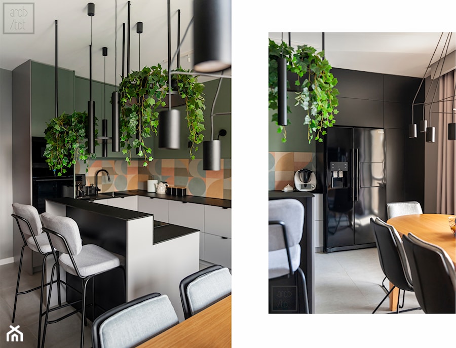 Kuchnia i salon pełne zieleni - Kuchnia, styl industrialny - zdjęcie od Pracownia Projektowa Arch/tecture