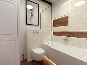 Łazienka z marmurem i czarnymi dodatkami - zdjęcie od Pracownia Projektowa Arch/tecture