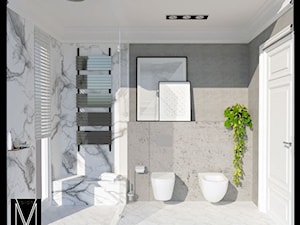 Projekt łazienki w bloku - Świnoujście - Średnia szara łazienka w bloku w domu jednorodzinnym z okne ... - zdjęcie od MVision Studio Projektowe