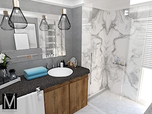 Projekt łazienki w bloku - Świnoujście - Średnia biała szara łazienka w bloku w domu jednorodzinnym ... - zdjęcie od MVision Studio Projektowe