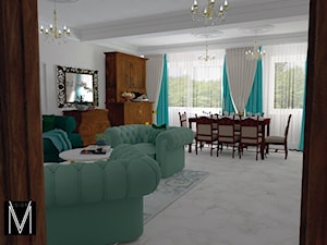 Mieszkanie w Izbicy Kujawskiej. - Duży szary salon z jadalnią, styl tradycyjny - zdjęcie od MVision Studio Projektowe