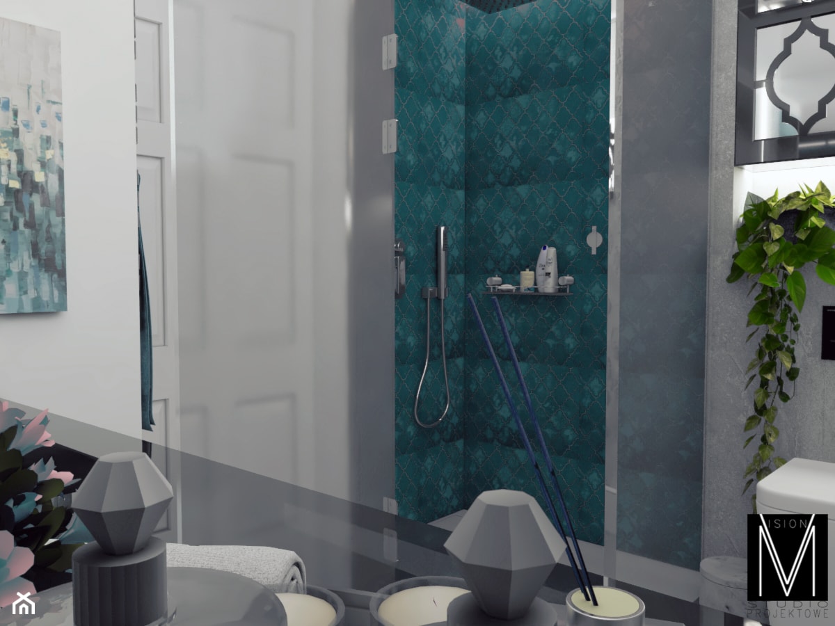 Nowojorska łazienka w Świnoujściu - Średnia bez okna łazienka, styl glamour - zdjęcie od MVision Studio Projektowe - Homebook