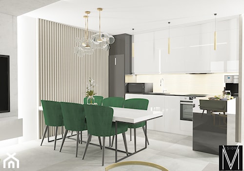 Szmaragdowa strefa dzienna - Kuchnia, styl minimalistyczny - zdjęcie od MVision Studio Projektowe