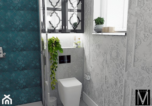 Nowojorska łazienka w Świnoujściu - Mała łazienka z oknem, styl glamour - zdjęcie od MVision Studio Projektowe