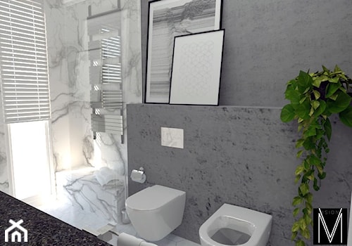 Projekt łazienki w bloku - Świnoujście - Średnia z punktowym oświetleniem łazienka z oknem, styl nowoczesny - zdjęcie od MVision Studio Projektowe