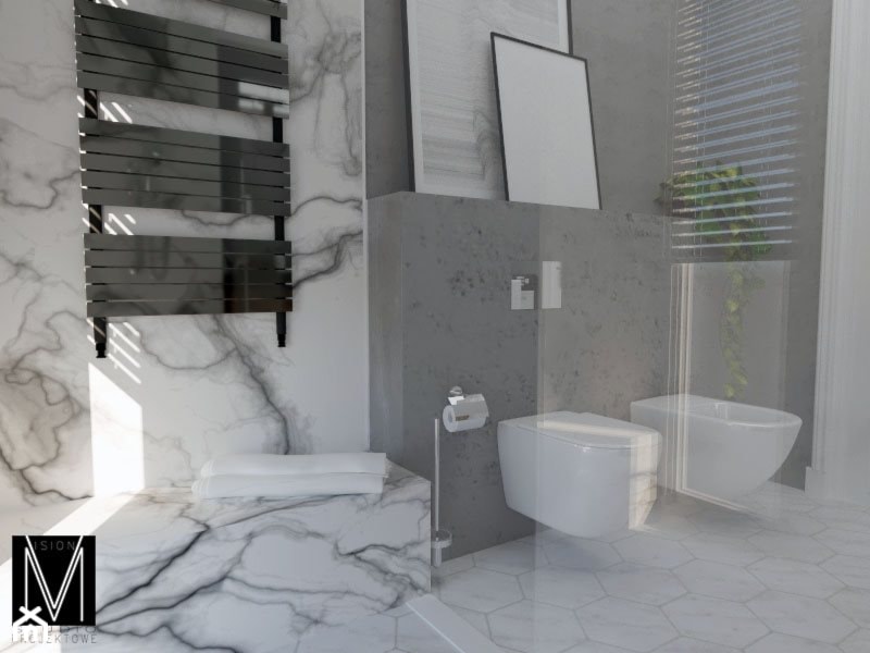 Projekt łazienki w bloku - Świnoujście - Mała łazienka z oknem, styl nowoczesny - zdjęcie od MVision Studio Projektowe