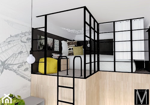 Projekt Kamienica - Świnoujście - Średni czarny szary pokój dziecka dla nastolatka dla chłopca dla dziewczynki, styl nowoczesny - zdjęcie od MVision Studio Projektowe