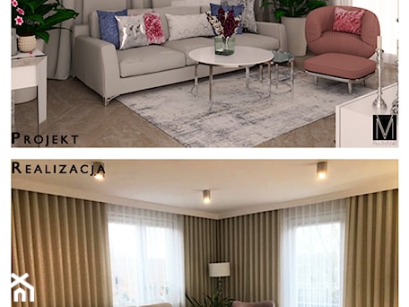 Aranżacje wnętrz - Salon: Projekt vs. Realizacja - MVision Studio Projektowe. Przeglądaj, dodawaj i zapisuj najlepsze zdjęcia, pomysły i inspiracje designerskie. W bazie mamy już prawie milion fotografii!