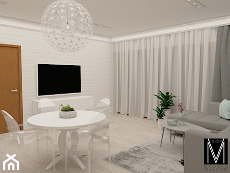 Aranżacje wnętrz - Salon: Apartament - Świnoujście - Duży biały szary salon z jadalnią, styl nowoczesny - MVision Studio Projektowe. Przeglądaj, dodawaj i zapisuj najlepsze zdjęcia, pomysły i inspiracje designerskie. W bazie mamy już prawie milion fotografii!