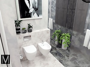 Mieszkanie w Izbicy Kujawskiej. - Średnia czarna szara łazienka w bloku w domu jednorodzinnym, styl ... - zdjęcie od MVision Studio Projektowe