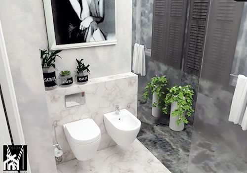 Mieszkanie w Izbicy Kujawskiej. - Średnia z marmurową podłogą łazienka, styl tradycyjny - zdjęcie od MVision Studio Projektowe