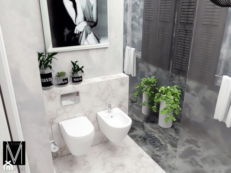 Mieszkanie w Izbicy Kujawskiej. - Średnia z marmurową podłogą łazienka, styl tradycyjny - zdjęcie od MVision Studio Projektowe - Homebook