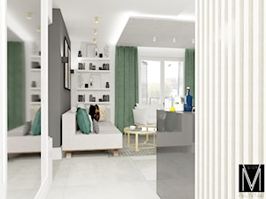 Szmaragdowa strefa dzienna - Salon, styl minimalistyczny - zdjęcie od MVision Studio Projektowe