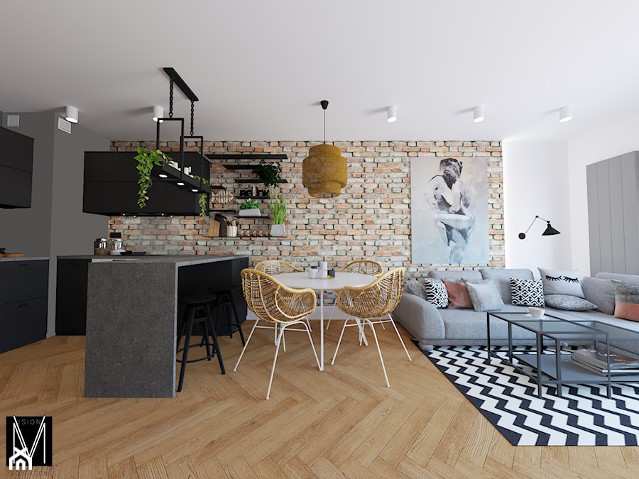 Industry apartment Świnoujście - Salon, styl industrialny - zdjęcie od MVision Studio Projektowe