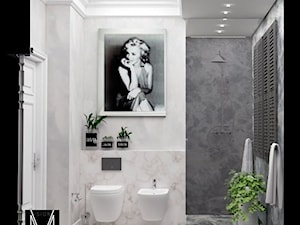 Mieszkanie w Izbicy Kujawskiej. - Średnia z marmurową podłogą z punktowym oświetleniem łazienka z oknem, styl tradycyjny - zdjęcie od MVision Studio Projektowe