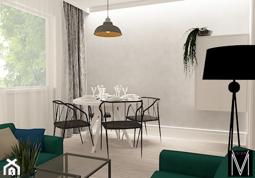 40m2 mieszkanie Świnoujście - Mały szary salon z jadalnią, styl industrialny - zdjęcie od MVision Studio Projektowe