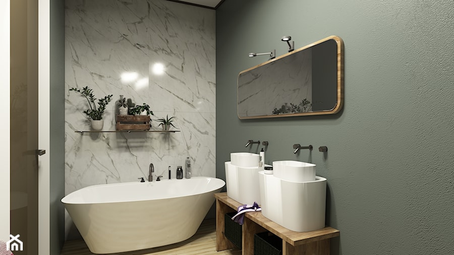 MIESZKANIE W WARSZAWIE - Średnia bez okna z dwoma umywalkami łazienka, styl nowoczesny - zdjęcie od Design Time