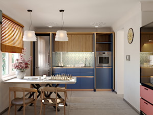 Kuchni - Średnia zamknięta biała z zabudowaną lodówką z podblatowym zlewozmywakiem kuchnia jednorzędowa z oknem, styl minimalistyczny - zdjęcie od Design Time