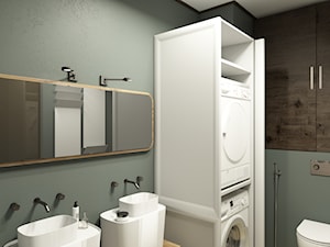 MIESZKANIE W WARSZAWIE - Średnia bez okna z pralką / suszarką z lustrem z dwoma umywalkami łazienka, styl nowoczesny - zdjęcie od Design Time