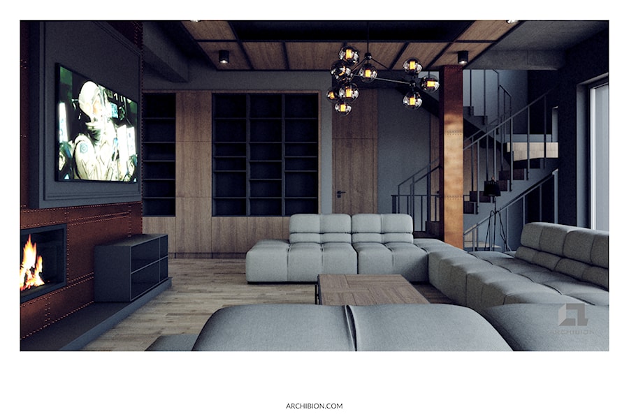 Wnętrze Steampunk - Salon, styl industrialny - zdjęcie od Archibion Pracownia Projektowa Krzysztof Czerwiński