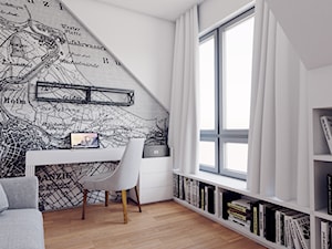 Wnętrze Gdynia Wiczlino - Średnie z sofą białe czarne biuro, styl nowoczesny - zdjęcie od Archibion Pracownia Projektowa Krzysztof Czerwiński