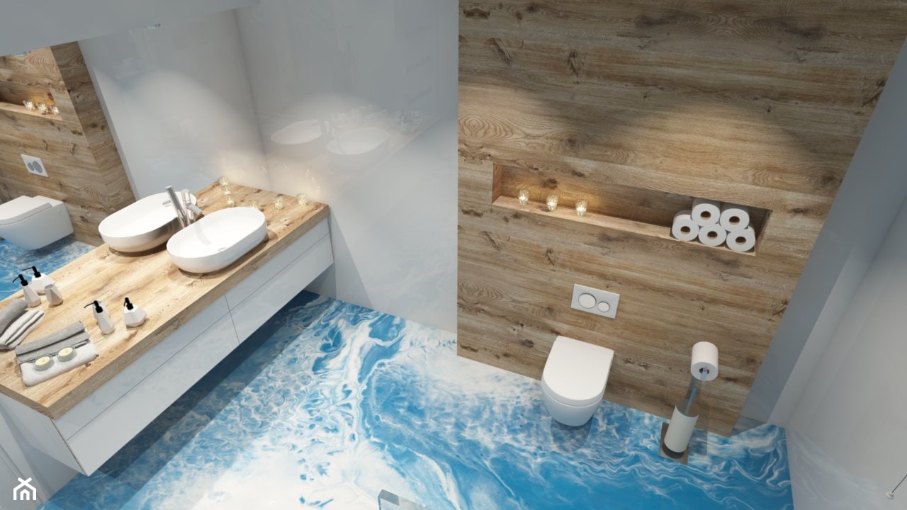 Łazienka w żywicy epoksydowej, podłoga 3D - zdjęcie od prokop_house - Homebook